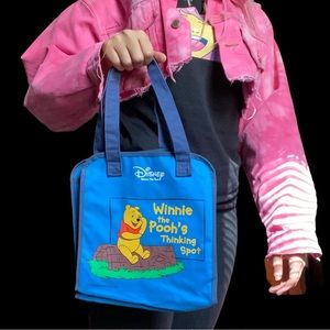 Vintage Walt Disney Winnie Pooh Thinking Spot Tote Bag Children Blue RARE!!!